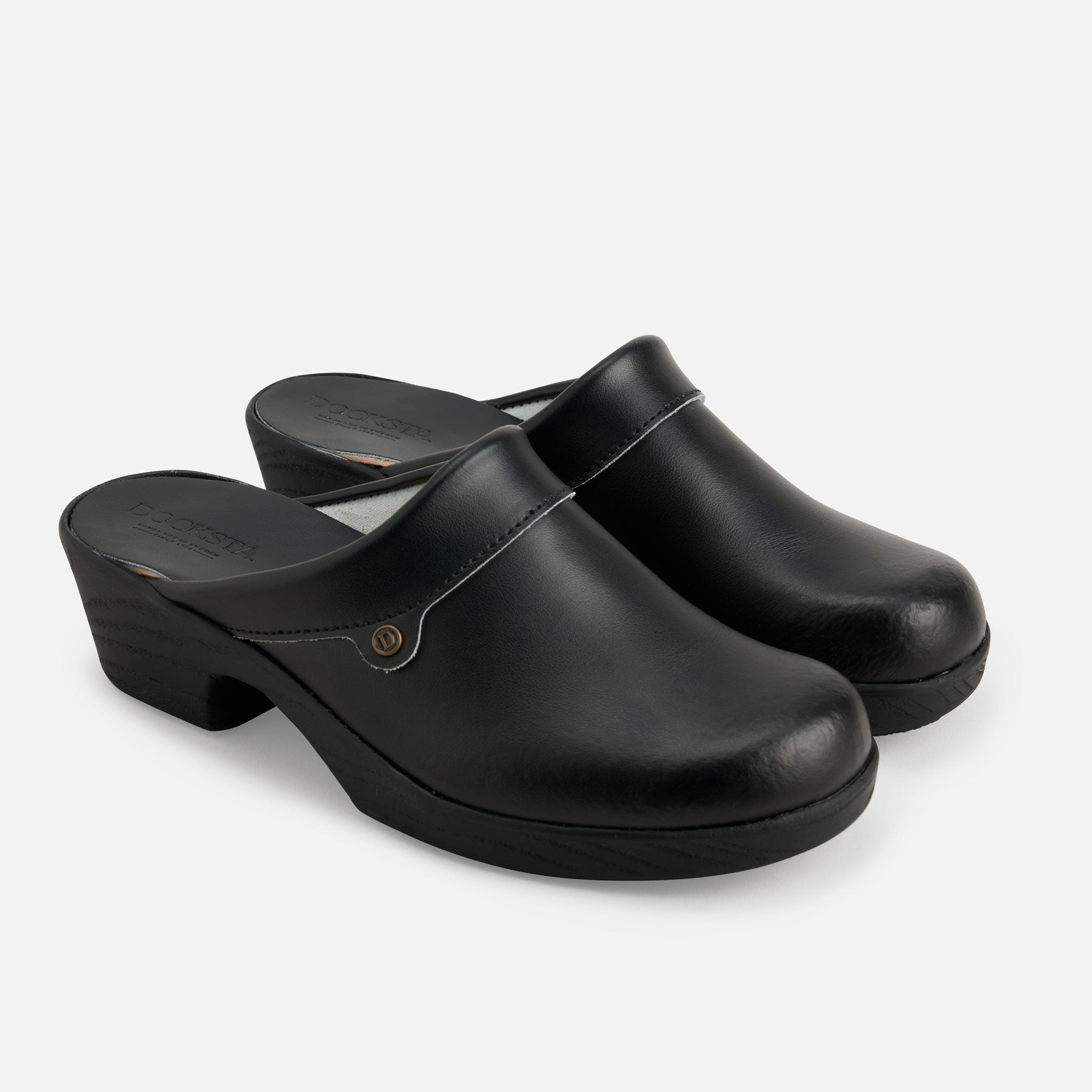 Women's clogs Black leather – Docksta Sko - Main Image