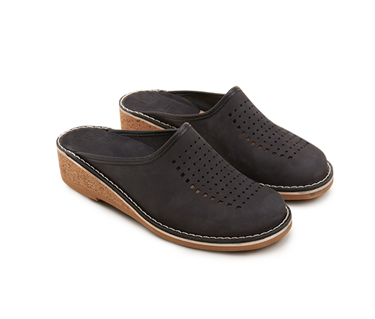 Slippers - Gunilla 902 Black Nubuck Nubuck | Docksta Sko