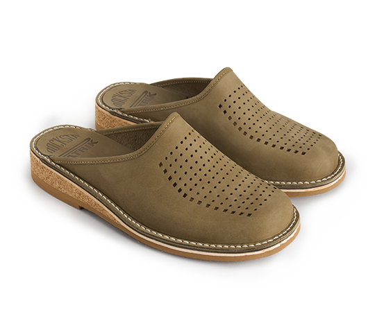 Slippers - Patrik Brown Olive nubuck Nubuck | Docksta Sko