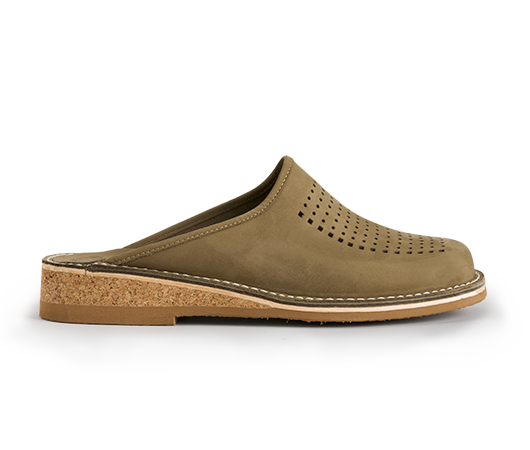 Slippers - Patrik Brown Olive nubuck Nubuck | Docksta Sko