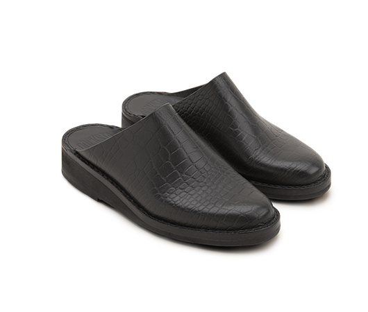 Slippers - Billies Black Croco | Docksta Sko