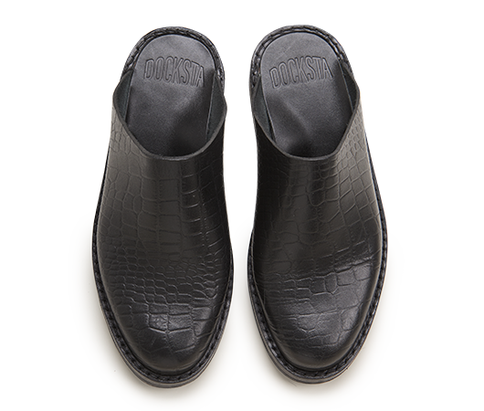 Slippers - Billies Black Croco | Docksta Sko