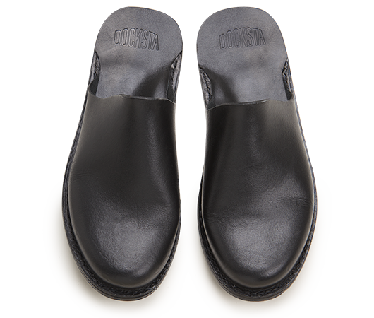 Slippers - Hector Black vegetable tanned | Docksta Sko